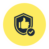 Thumbs up shield with checkmark icon