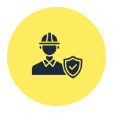 Construction safety icon with helmet and shield